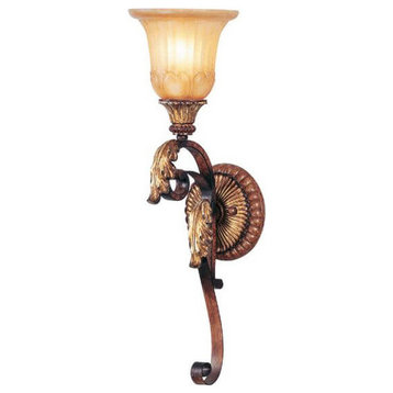 1-Light Verona Bronze-Aged Gold Leaf Accents Wall Sconce