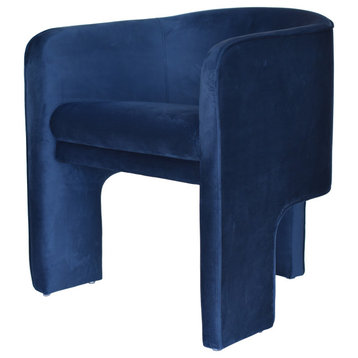 Modrest Kyle Modern Blue Velvet Accent Chair