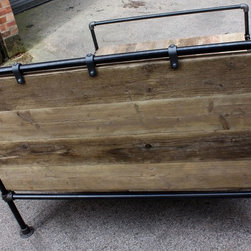 Amy Dark Steel Pipe & Reclaimed Industrial Scaffolding Board Double Bed Frame - Headboards