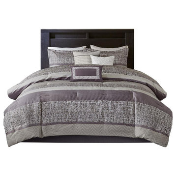 100% Polyester 7 Piece Jacquard Comforter Set, King, Belen Kox