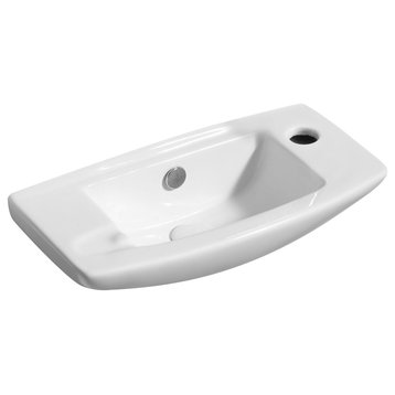 ALFI brand ABC115 White 20" Small Wall Mounted Ceramic Sink with Faucet Hole