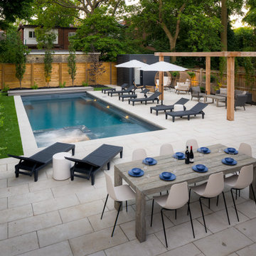 Complete Backyard Landscape Design Project With A Fiberglass Pool