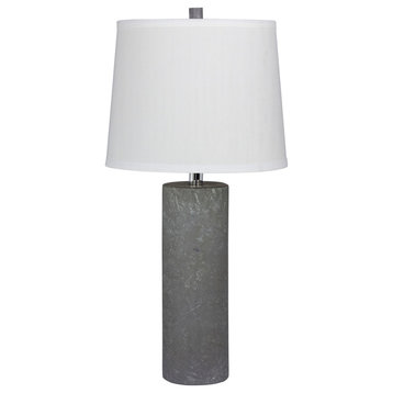 26" Contemporary Column Ceramic Table Lamp, Gray
