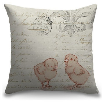 "French Chicks in the Countryside" Outdoor Throw Pillow 16"x16"