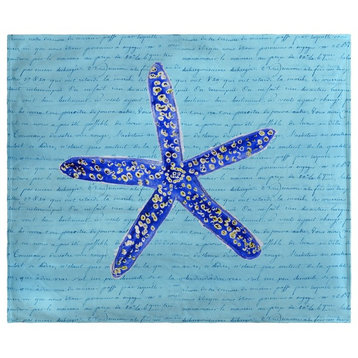 Betsy Drake Blue Starfish Fleece Throw