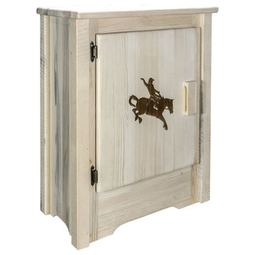 Montana Woodworks Homestead Pine Wood Accent Cabinet with Engraved in Natural