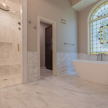 Leawood, Kansas Marble Wrapped Primary Bathroom Remodel
