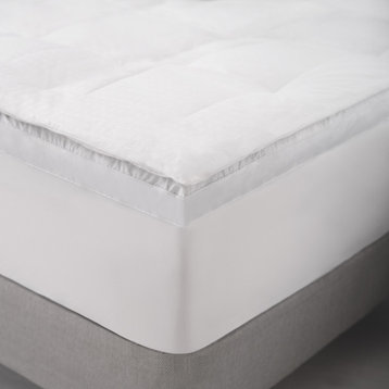 Luxury Down Top Quilted Goose Feather Bed With Gusset, 550 Fill Power, Queen