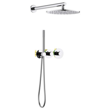 Circular 2 Function Thermostatic Shower System, Rough, Valve, Chrome