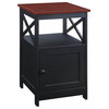 Convenience Concepts Oxford End Table with Cabinet Cherry and Black Wood Finish