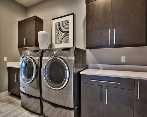 Laundry Room Design Ideas, Remodels & Photos with Brown Cabinets