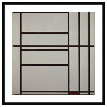 Composition No 1 With Grey and Red by Piet Mondrian Framed Wall Art 33 x 33