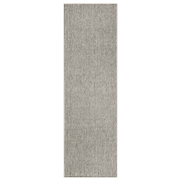 Nourison Textured Home 2'3" x 7'6" Ivory Grey Farmhouse Indoor Area Rug