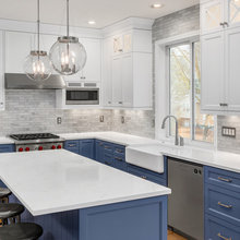 blue and white cabinets combined