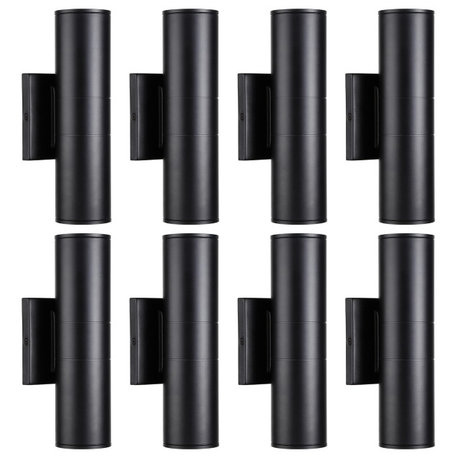 8-Pack 20W LED Cylinder Up Down Wall Light, Aluminum Finish Outdoor Wall Lamp