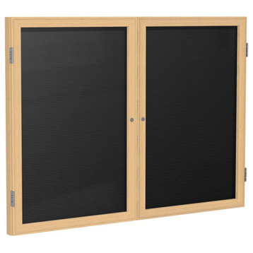 Ghent's Vinyl 48" x 60" 2 Door Enclosed Flannel Letterboard in Black