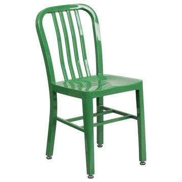 Bowery Hill 18.5" Modern Steel Metal Indoor-Outdoor Dining Chair in Green