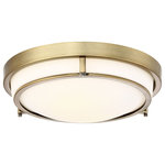 Trade Winds Lighting - Trade Winds Felton 2-Light Flush Mount Ceiling Light in Natural Brass - Brighten up your home with this Trade Winds Felton 2-light ceiling light! Its structured and stylish look features a white glass shade and rich natural brass finish that goes beautifully with many different decor colors. Ceiling lights are a great choice for rooms where hanging lights won’t work. This fixture is dimmable and uses 2 standard size bulbs of up to 60 watts each. LED bulbs can be used. Rated for indoor use only.  This light requires 2 , 60 Watt Bulbs (Not Included) UL Certified.