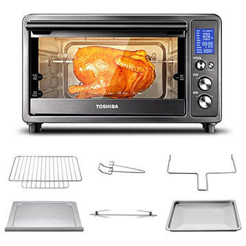 AC25CEW-BS Large 6-Slice Convection Toaster Oven Countertop, 10-In-One with, Speedy 10-in-One