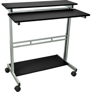 Standing Desktop Desk With Foldable Legs, Black