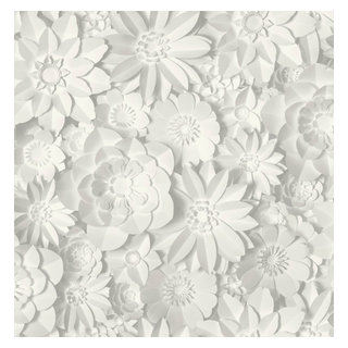Reviews for Dacre White Floral Paper Peelable Roll (Covers 56.4 sq. ft.)