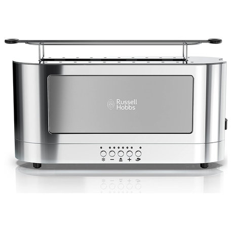 Russell Hobbs Glass Accent Long Toaster, Silver & Stainless Steel - 2-Slice