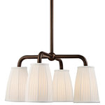 Hudson Valley Lighting - Malden, 4 Light, Chandelier, Distressed Bronze Finish, White Fabric - Our Malden family's all about the shade and the shape. The shades are large with a unique gentle curve. Their delicate pleats contrast with weighty tubing for the rest of the fixture.