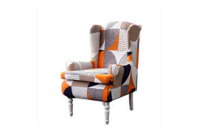 Geometric Orange Armchair covers