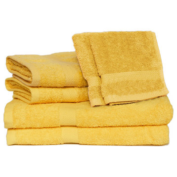 Deluxe 6-Piece Cotton Terry Bath Towel Set, Canary
