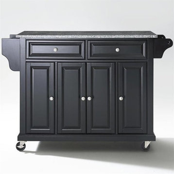 Catania Modern / Contemporary Gray Granite Top Kitchen Cart in Black