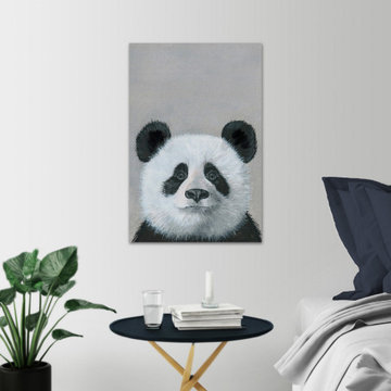 "Panda in Deep Thought" Painting Print on Wrapped Canvas