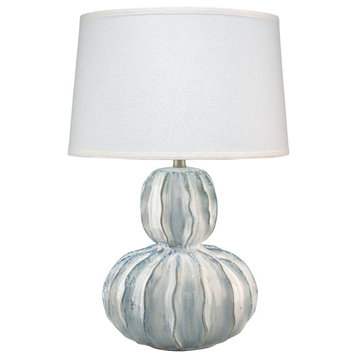Coastal Style White Ceramic Oceane Gourd Table Lamp