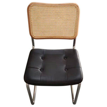 Emy Side Chair, Natural and Black Leather