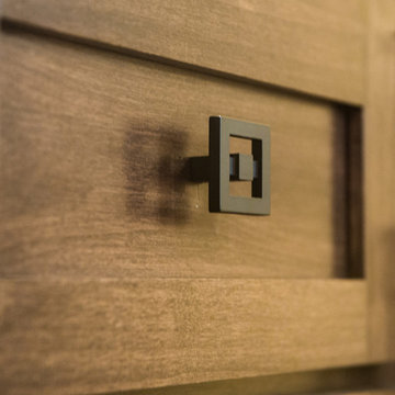 Detail of Hardware on Wet Bar in Home Theater