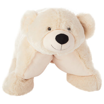 Mina Victory Plushlines Ivory Bear Plush Animal Pillow Toy