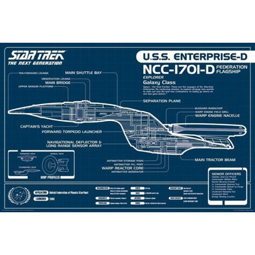 Star Trek Next Generation Uss Enterprise Blueprint Print