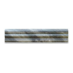 Stone Center Online - Bardiglio Gray Dark Grey Marble 2-1/2x12 Chair Rail Molding Polished, 1 piece - Accent Trim And Border Tile