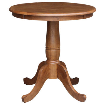 Round Top Pedestal Table, Distressed Oak, 30" Round