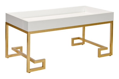 Chelsea White Lacquer & Gold Coffee Table