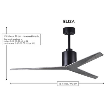 Eliza 3-Bladed Paddle Fan, Matte Black, Gray Ash