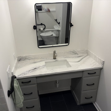 Fully accessible bathroom with zero-barrier shower