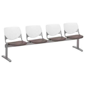 KFI KOOL Polyurethane 4 Seat Reception Bench in White/Brownstone