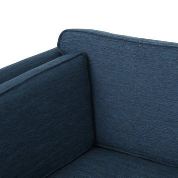 Kelvin Contemporary 3-Seater Fabric Sofa, Navy Blue/Dark Brown