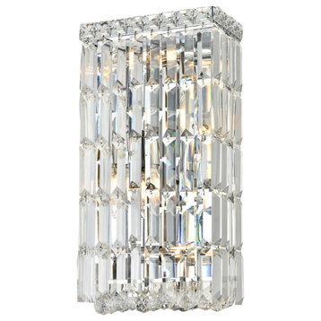 Maxime 4-Light Wall Sconce, Chrome With Clear Royal Cut Crystal