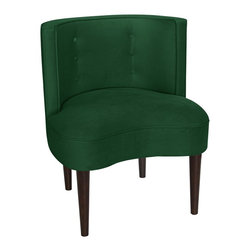 Universal Lighting and Decor - Curve Ball Fauxmo Emerald Green Fabric Armless Accent Chair - Bar Stools And Counter Stools