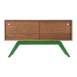 Eastvold Furniture - Elko Credenza Small, Walnut, Green Base - Buffets And Sideboards