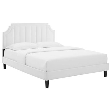 Sienna Performance Velvet Twin Platform Bed, White