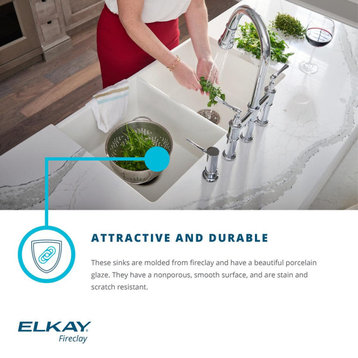 Elkay SWU1517 16-7/16" Undermount Single Basin Fireclay Bar Sink - White
