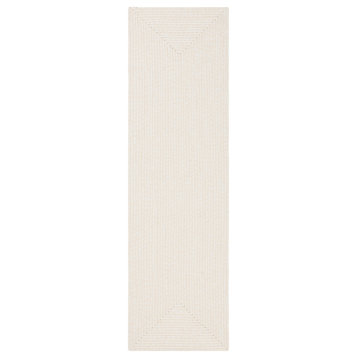 Safavieh Braided Brd315B Solid Color Rug, Ivory and Beige, 2'3"x10'0" Runner