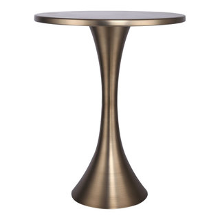 24" H Round Metal Matte Golden Bronze Accent Table - Contemporary ...
